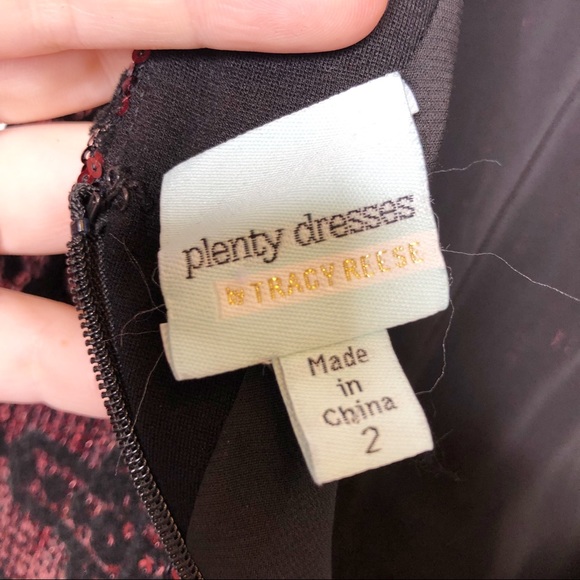 Tracy Reese | Red & Black Sequin Mini Dress Size 2 - Picture 5 of 6